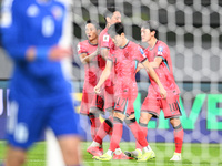 A player from Korea Republic celebrates after scoring a goal during the AFC Asian Qualifiers Road to 26 match between Kuwait and Korea Repub...