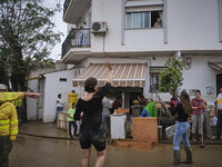 Heavy rains cause the Benamargosa River to overflow, leading to flooding in several areas of the town in Benamargosa, Malaga, Andalucia, on...