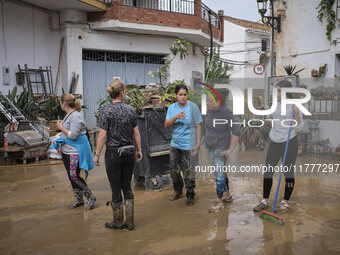 Heavy rains cause the Benamargosa River to overflow, leading to flooding in several areas of the town in Benamargosa, Malaga, Andalucia, on...