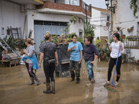 Heavy rains cause the Benamargosa River to overflow, leading to flooding in several areas of the town in Benamargosa, Malaga, Andalucia, on...