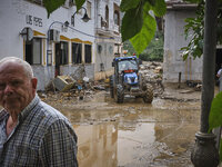 Heavy rains cause the Benamargosa River to overflow, leading to flooding in several areas of the town in Benamargosa, Malaga, Andalucia, on...