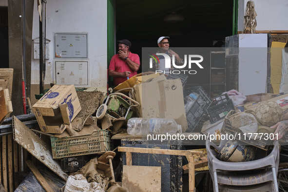 Heavy rains cause the Benamargosa River to overflow, leading to flooding in several areas of the town in Benamargosa, Malaga, Andalucia, on...