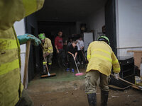 Heavy rains cause the Benamargosa River to overflow, leading to flooding in several areas of the town in Benamargosa, Malaga, Andalucia, on...