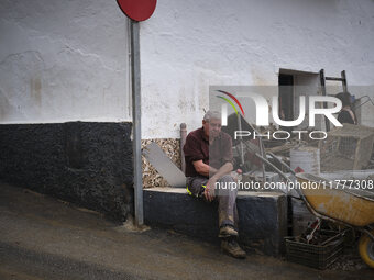 Heavy rains cause the Benamargosa River to overflow, leading to flooding in several areas of the town in Benamargosa, Malaga, Andalucia, on...