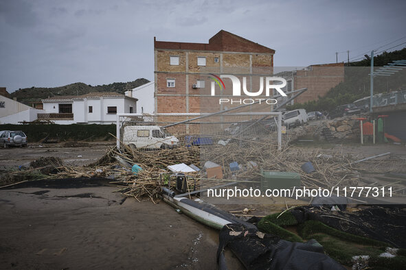 Heavy rains cause the Benamargosa River to overflow, leading to flooding in several areas of the town in Benamargosa, Malaga, Andalucia, on...