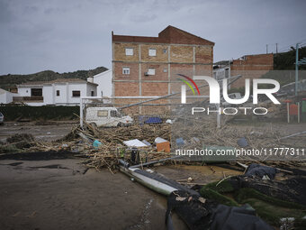 Heavy rains cause the Benamargosa River to overflow, leading to flooding in several areas of the town in Benamargosa, Malaga, Andalucia, on...