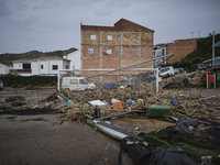 Heavy rains cause the Benamargosa River to overflow, leading to flooding in several areas of the town in Benamargosa, Malaga, Andalucia, on...