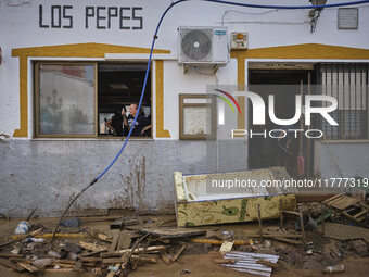 Heavy rains cause the Benamargosa River to overflow, leading to flooding in several areas of the town in Benamargosa, Malaga, Andalucia, on...