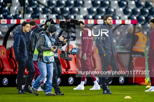 Players of Italy arrive at the pitch during the match between Belgium and Italy at the King Baudouin Stadium for the UEFA Nations League - L...