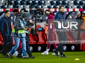 Players of Italy arrive at the pitch during the match between Belgium and Italy at the King Baudouin Stadium for the UEFA Nations League - L...