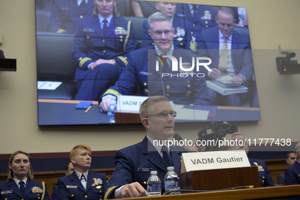 US Coast Guard Deputy Operation Vice Admiral Peter W. Gautier testifies before the House on the Transportation and Infrastructure Committee...