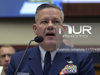 US Coast Guard Deputy Mission Support Vice Admiral Thomas Allan testifies before the House on the Transportation and Infrastructure Committe...