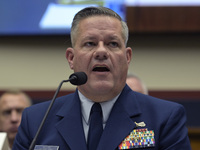 US Coast Guard Deputy Mission Support Vice Admiral Thomas Allan testifies before the House on the Transportation and Infrastructure Committe...