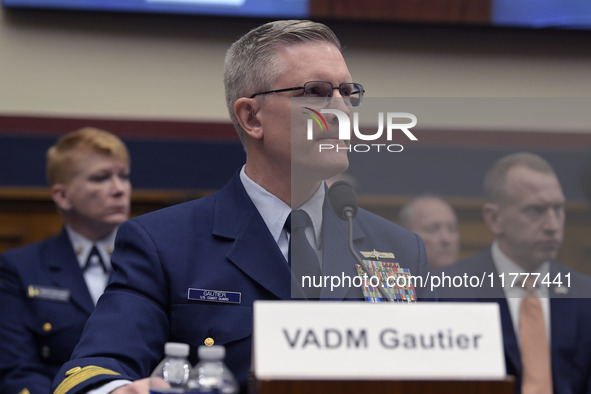 US Coast Guard Deputy Operation Vice Admiral Peter W. Gautier testifies before the House on the Transportation and Infrastructure Committee...