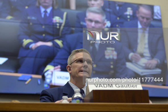 US Coast Guard Deputy Operation Vice Admiral Peter W. Gautier testifies before the House on the Transportation and Infrastructure Committee...