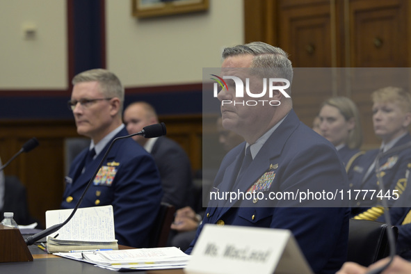 US Coast Guard Deputy Operation Vice Admiral Peter W. Gautier and US Coast Guard Deputy Mission Support Vice Admiral Thomas Allan testify be...