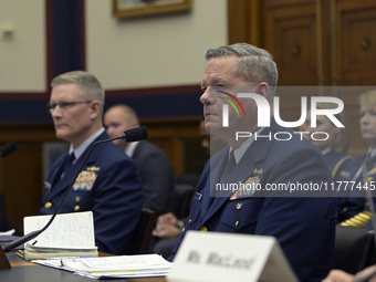 US Coast Guard Deputy Operation Vice Admiral Peter W. Gautier and US Coast Guard Deputy Mission Support Vice Admiral Thomas Allan testify be...