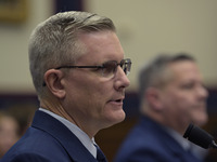 US Coast Guard Deputy Operation Vice Admiral Peter W. Gautier and US Coast Guard Deputy Mission Support Vice Admiral Thomas Allan testify be...