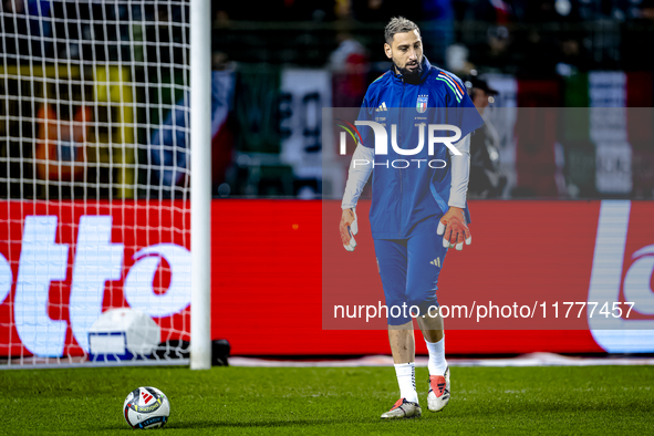 Italy goalkeeper Gianluigi Donnarumma plays during the match between Belgium and Italy at the King Baudouin Stadium for the UEFA Nations Lea...