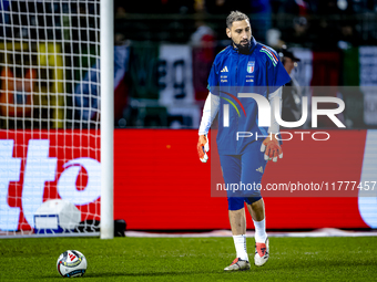 Italy goalkeeper Gianluigi Donnarumma plays during the match between Belgium and Italy at the King Baudouin Stadium for the UEFA Nations Lea...