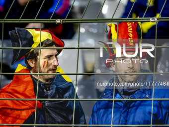 Supporters of Belgium attend the match between Belgium and Italy at the King Baudouin Stadium for the UEFA Nations League - League A - Group...