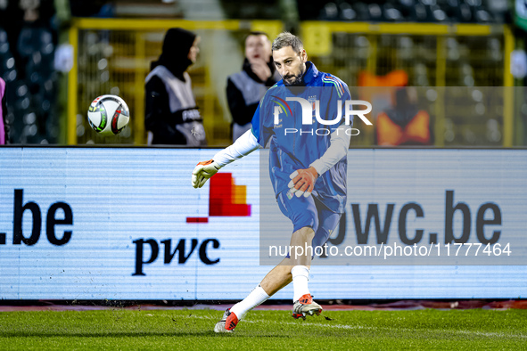 Italy goalkeeper Gianluigi Donnarumma plays during the match between Belgium and Italy at the King Baudouin Stadium for the UEFA Nations Lea...