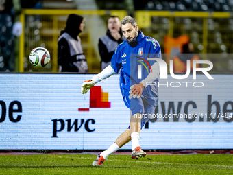 Italy goalkeeper Gianluigi Donnarumma plays during the match between Belgium and Italy at the King Baudouin Stadium for the UEFA Nations Lea...