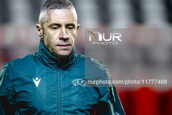 Referee Radu Petrescu officiates during the match between Belgium and Italy at the King Baudouin Stadium for the UEFA Nations League - Leagu...