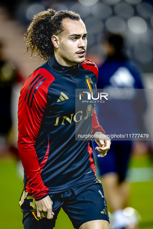 Belgium defender Arthur Theate plays during the match between Belgium and Italy at the King Baudouin Stadium for the UEFA Nations League - L...