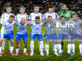 The Italy team poses for a photo during the match between Belgium and Italy at the King Baudouin Stadium for the UEFA Nations League - Leagu...