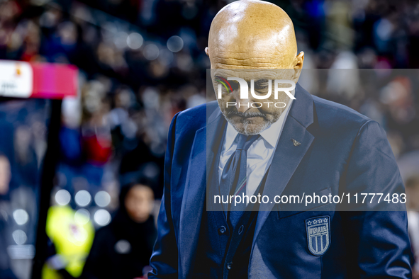 Italy trainer Luciano Spalletti is present during the match between Belgium and Italy at the King Baudouin Stadium for the UEFA Nations Leag...