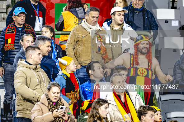 Supporters of Belgium attend the match between Belgium and Italy at the King Baudouin Stadium for the UEFA Nations League - League A - Group...