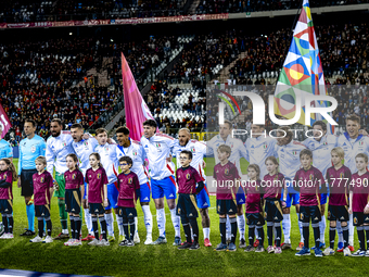 The Italy team lines up during the match between Belgium and Italy at the King Baudouin Stadium for the UEFA Nations League - League A - Gro...