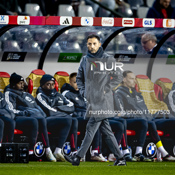 Belgium trainer Domenico Tedesco is present during the match between Belgium and Italy at the King Baudouin Stadium for the UEFA Nations Lea...