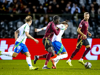 Belgium midfielder Amadou Onana and Italy forward Mateo Retegui play during the match between Belgium and Italy at the King Baudouin Stadium...