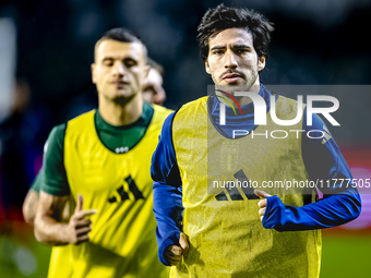 Italy midfielder Sandro Tonali plays during the match between Belgium and Italy at the King Baudouin Stadium for the UEFA Nations League - L...