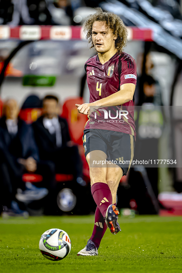 Belgium defender Wout Faes plays during the match between Belgium and Italy at the King Baudouin Stadium for the UEFA Nations League - Leagu...