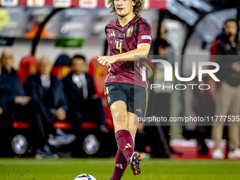 Belgium defender Wout Faes plays during the match between Belgium and Italy at the King Baudouin Stadium for the UEFA Nations League - Leagu...