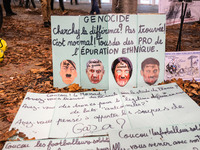 Demonstrators take part in a pro-Palestinian rally on the Place Du Front Populaire in Paris, France, on November 14, 2024, right before the...