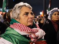 Demonstrators take part in a pro-Palestinian rally on the Place Du Front Populaire in Paris, France, on November 14, 2024, right before the...