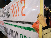 Demonstrators take part in a pro-Palestinian rally on the Place Du Front Populaire in Paris, France, on November 14, 2024, right before the...