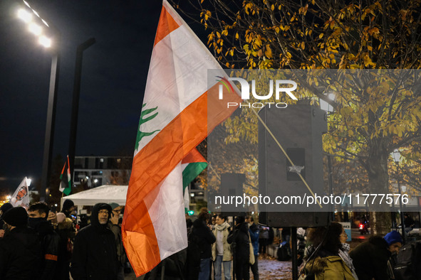 Demonstrators take part in a pro-Palestinian rally on the Place Du Front Populaire in Paris, France, on November 14, 2024, right before the...