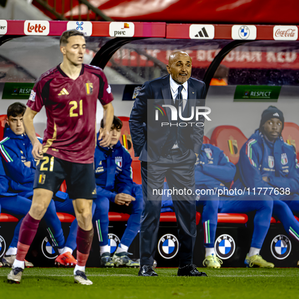 Italy trainer Luciano Spalletti is present during the match between Belgium and Italy at the King Baudouin Stadium for the UEFA Nations Leag...