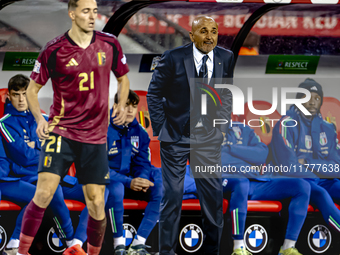 Italy trainer Luciano Spalletti is present during the match between Belgium and Italy at the King Baudouin Stadium for the UEFA Nations Leag...