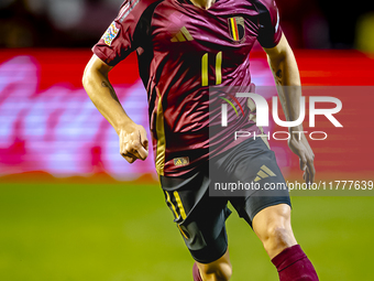 Belgium midfielder Leandro Trossard plays during the match between Belgium and Italy at the King Baudouin Stadium for the UEFA Nations Leagu...