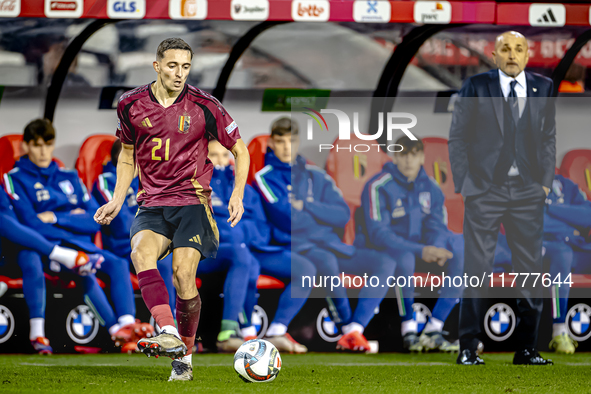 Belgium defender Timothy Castagne plays during the match between Belgium and Italy at the King Baudouin Stadium for the UEFA Nations League...