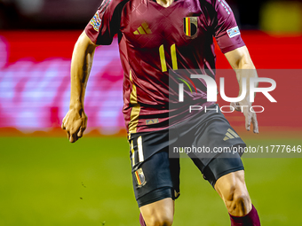 Belgium midfielder Leandro Trossard plays during the match between Belgium and Italy at the King Baudouin Stadium for the UEFA Nations Leagu...