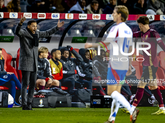 Belgium trainer Domenico Tedesco is present during the match between Belgium and Italy at the King Baudouin Stadium for the UEFA Nations Lea...