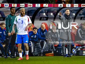 Belgium trainer Domenico Tedesco is present during the match between Belgium and Italy at the King Baudouin Stadium for the UEFA Nations Lea...