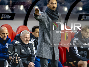 Belgium trainer Domenico Tedesco is present during the match between Belgium and Italy at the King Baudouin Stadium for the UEFA Nations Lea...